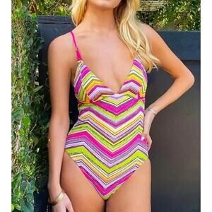 Becca Women's Pink Farah Reversible One Piece Size S